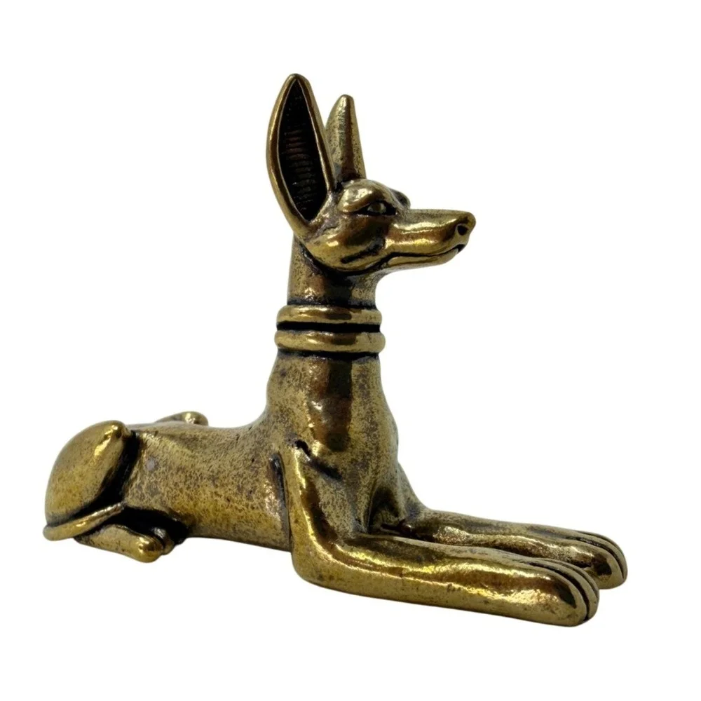 Brass Anubis Figurine Egyptian Jackal God Statue Ancient Egypt Altar Decor
